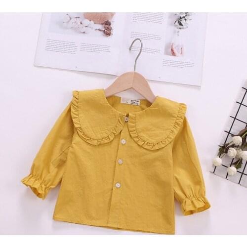 Fall 2020 new childrens clothing cotton shirt girls long-sleeved shirt childrens doll bottoming shirt long sleeve shirt ruffle