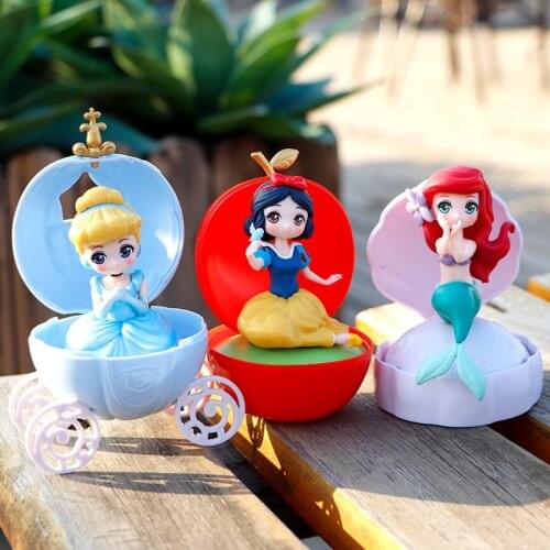 Original Disney Series Movie Snow White Mermaid Twisted Egg Figures Model Decoration Toy Collectors Edition Gift