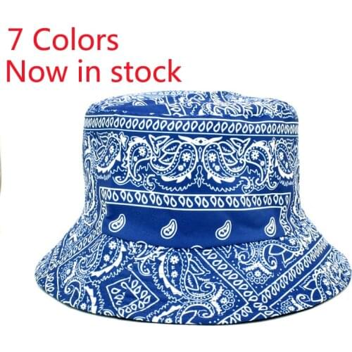 Bandana print Bucket Hats Women Men Paisley Bucket Hats Breathable Summer Reversible Wide Brim Fisherman Caps 2021 New