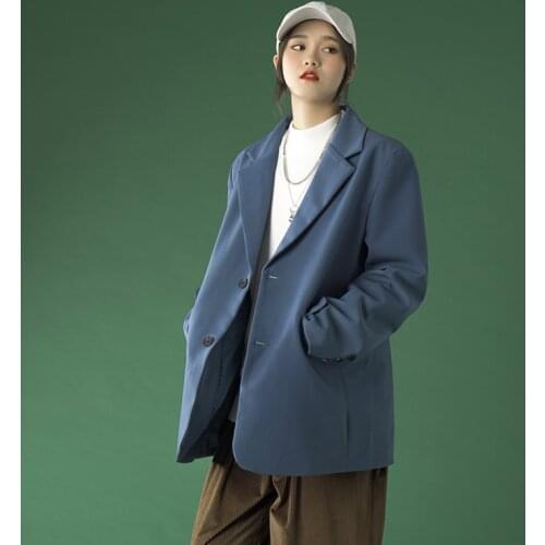 Blazer Women Jacket Loose Large Size Long-Sleeved Casual Korean Single-Breasted Chic Fashion Wild Spring New Suit Coat Zevity