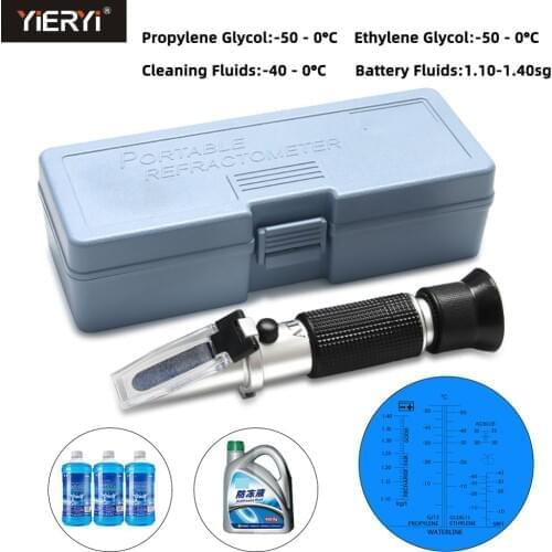 Handheld Tester Tool 4 in 1 Refractometer W ATC Battery with Case for Engine Oil Glycol Antifreeze Freezing Point Car