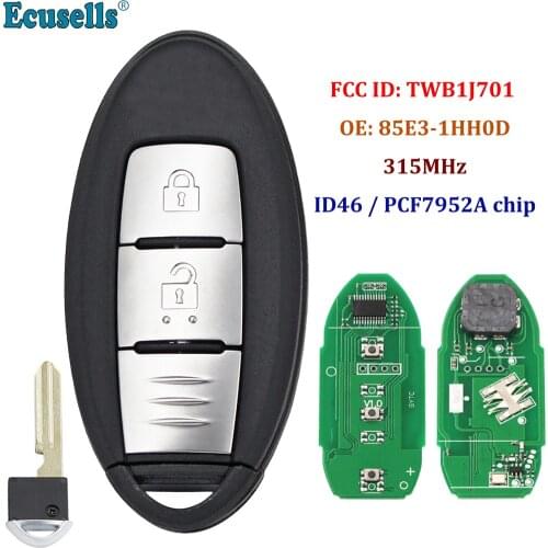 2 Button Smart Remote Car Key Fob 315MHz ID46 Chip for Nissan March K13 Micra K13 Leaf TWB1J701 85E3-1HH0D