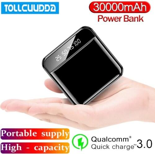30000mAh mini power bank portable external battery charger for iPhone Xiaomi mini power bank Tpye-C LED digital display
