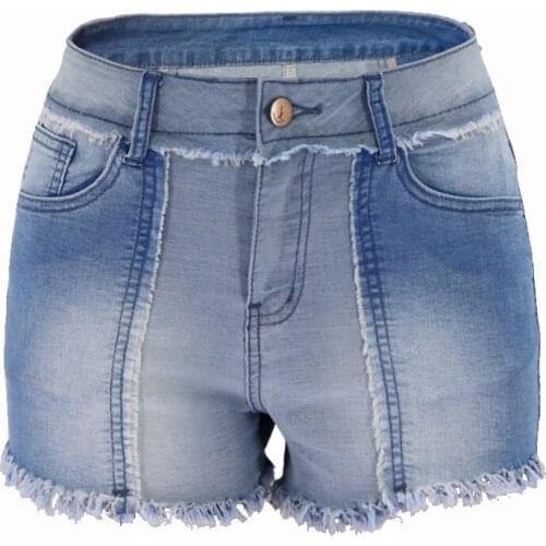Women Denim High Waist Blue Casual Korean Plus Size Jeans Summer Feminino Female Patchwork Tassel Short Pants
