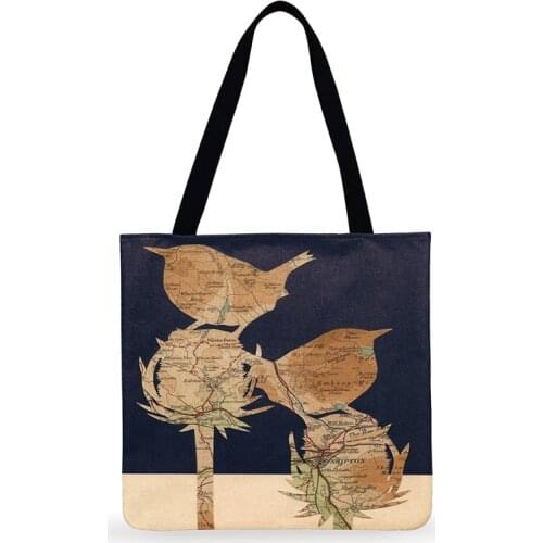 Women Casual Tote Nordic Art Map Illustrations Print Tote Bag Ladies Shoulder Bag Foldable Shopping Bag Outdoor Beach Tote Bag