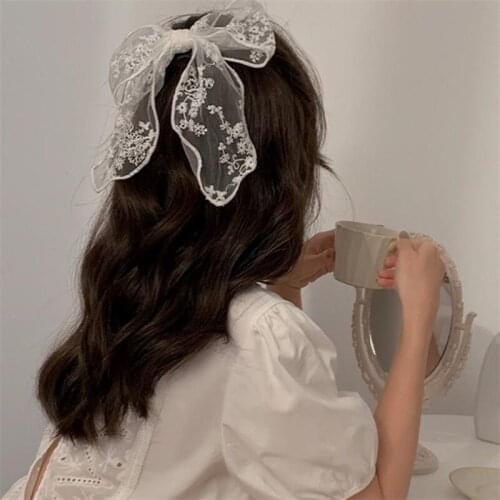 2 piecOversized Bow Hair Accessories Fashion Pearl Satin Ribbon Hairpins Big Bow Hairpins Women Girls Satin Ladies Hairpins Cute