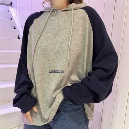Women 2019 Autumn Winter Lazy Thicken Letter Printed Womens Pullover Full Sleeve Hooded School Students Ladies Sweatshirts