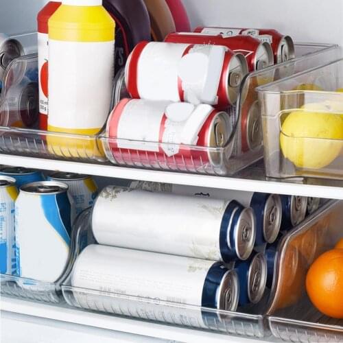 2Pcs Multifunctional Storage Box Transparent Plastic Arc Design Multi-use Fruit Beer Storage Rack Kitchen Storage Organization