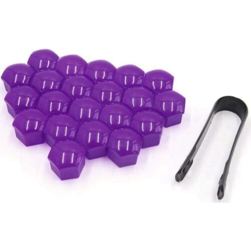 20 pcs Purple Plastic Wheel Lug Nut Bolt Cover Cap with Removal Tool for Car,17mm