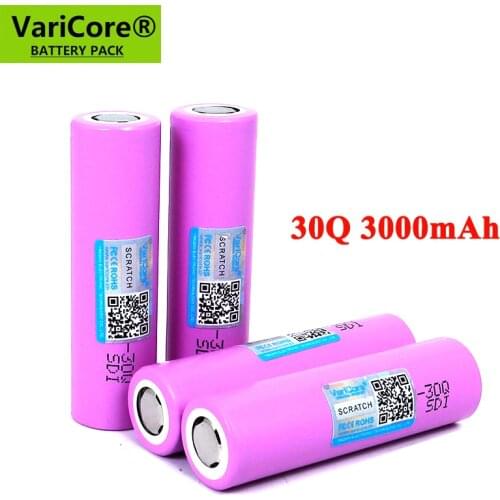 2021 100% New 30Q 18650 3000mAh Rechargeable battery INR1865030q 3.6V discharge 20A Max 35A Power batteries