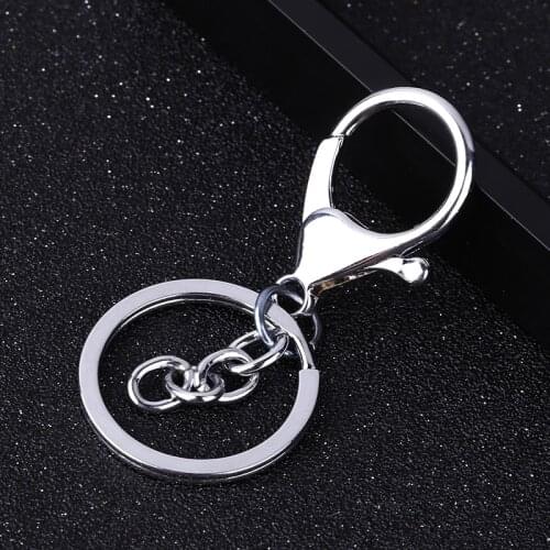 5pcs/lot Wholesale Round Blank Ring Key Chain Chrome Color Key Ring with Lobster Swivel Clasp Fit DIY Keyring Chian Findings