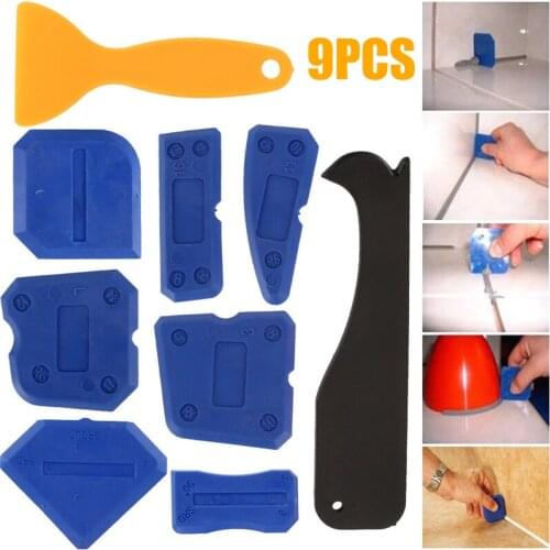 9Pcs Silicone Glass Sealant Remover Caulking Tool Kit Grouting Glass Glue Finishing Floor Scraper Easy Durable Cleaning Tool Set
