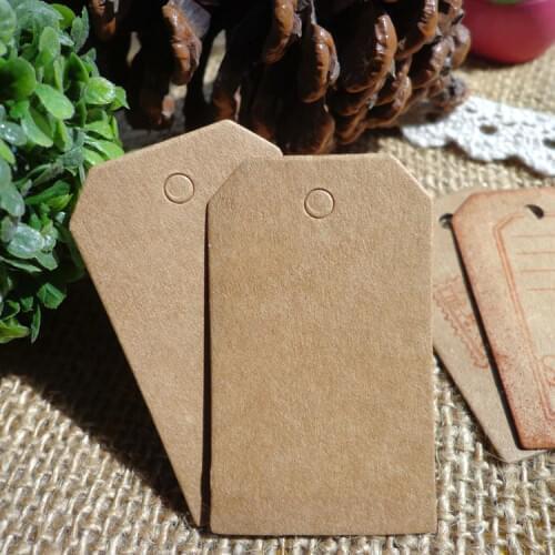 Free shipping 7x4 cm Cardboard Blank price Hang tag Retro Kraft Gift Hang tag 100pcs/lot