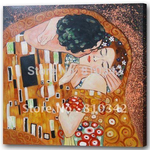 Free shipping modern art good quality paintings of Klimt oil painting kiss for house