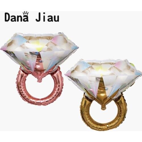 Large Rose Gold Diamond Ring Aluminum Foil Balloons I LOVE YOU Red Heart Ball Wedding Proposal Valentines Day Party Decorations