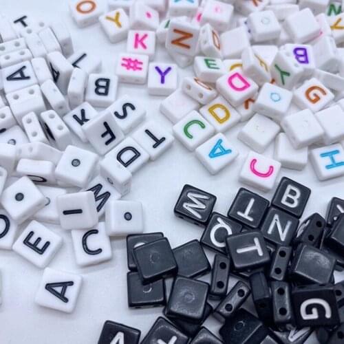 New White/Black/Colorful Resin Alphabet DIY Loose Double Square Beads Suit For Jewelry Accessory 9*9*4mm 50 Pieces y15735