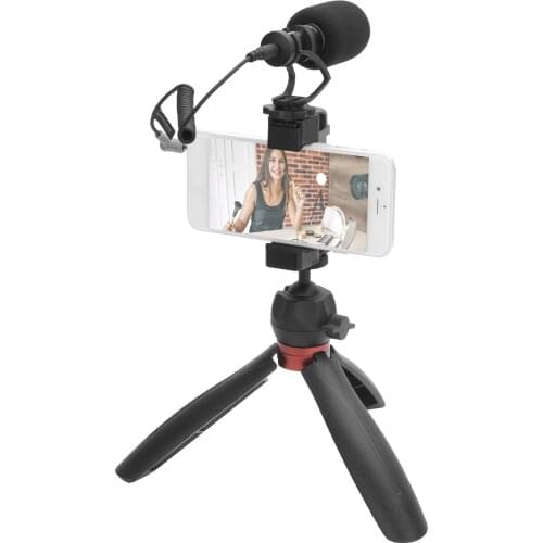 COMICA CVM-VM10-K2 Pro Multi-functional Smartphone Video Vlog Kit with Cardioid Microphone Ball Head Tripod Phone Holder 3.5mm