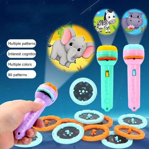 Childrens Early Education Projector Slide Sleeping Story Book Luminous Flashlight Torch Lamp Projection Kids Light Up Toys