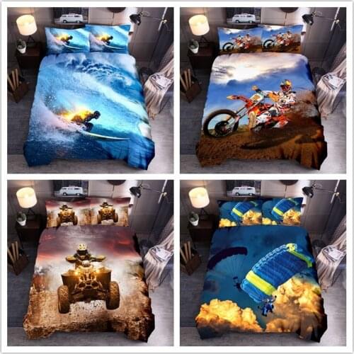 Extreme Sports Bedding Sets King Queen Full Twin Luxury Surfing Cross Country Quilt Cover Pillow Case Duvet Cover Bed 3 Pcs Suit