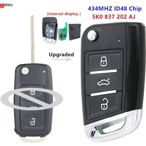 Keyecu Upgraded Remote Key 5K0 837 202 AJ for Volkswagen Caddy/Polo/Transporter/Beetle/Jetta/Touran/Golf 6/Tiguan/Eos/Sharan/UP