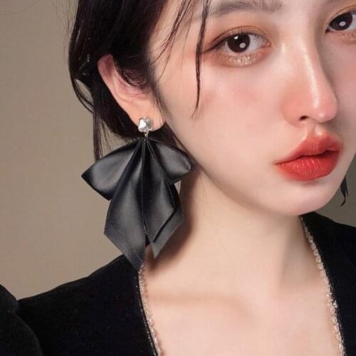 Classic Elegant Bow Ribbon Earring Long Eardrop Graceful Romantic Korea Retro Ancient Earring For Female Good Match With Dress