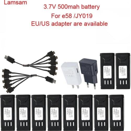 Lamsam battery for E58 JY019 RC Quadcopter Spare Parts Accessories 3.7V 500mAh Lipo Battery Rechargeable for RC Drones