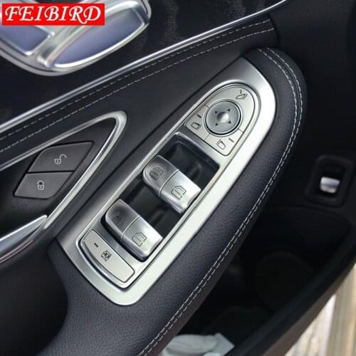MATTE CARBON FIBER For Mercedes Benz C Class W205 GLC X253 2015 2016 2017 2018 Door Armrest Window Lift Button Panel Cover Trim