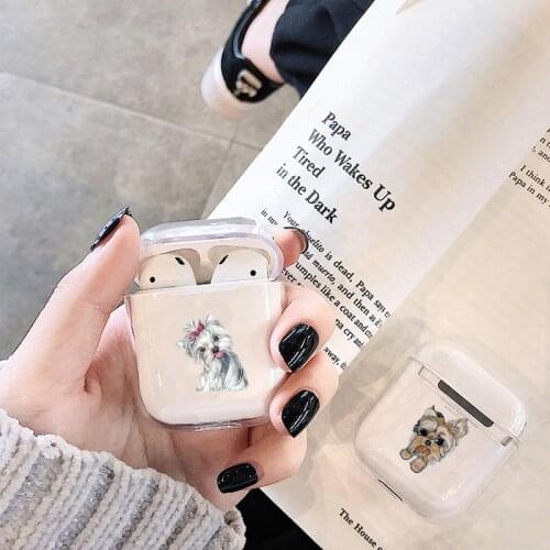 Cute Case For Apple airpods case Cartoon Dog Teddy Pug Wireless Bluetooth Earphone Clear Case For Airpods Soft Protective Case