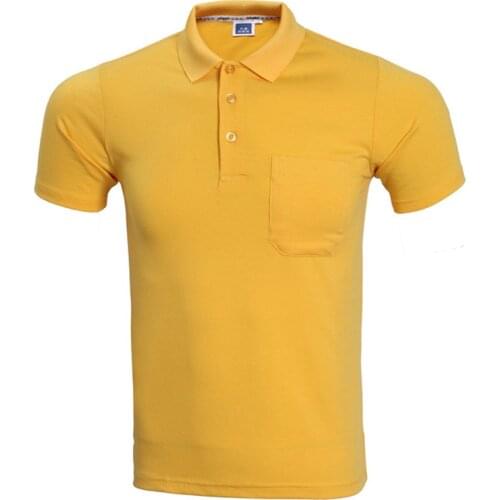 Fashoin Polo Homme 2017 Summer Brand Short Sleeve Polo Shirt Men Causal Slim Fit Solid Color Pocket Camisa Polo Men Yellow XXXL