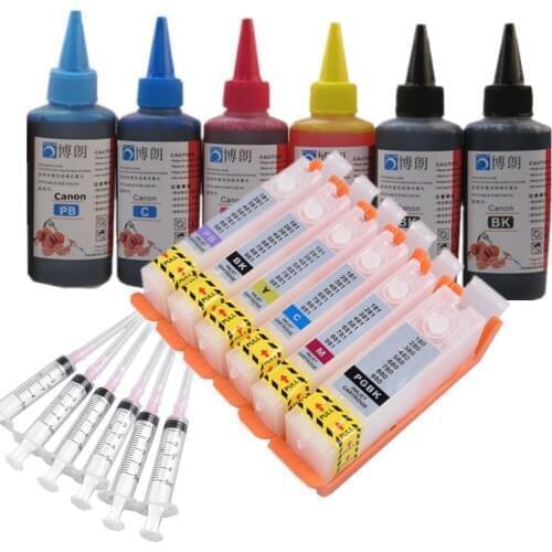 6 ink refill ink kit for PGI 480 CLI 481 ink cartridge For CANON TS8140 TS8240 TS8340 TS9140 Printer PGI-480 Permanent chip