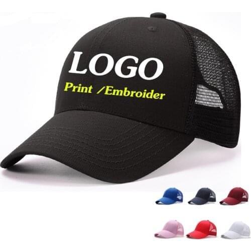 New adult Casual Mesh Sport Hat With Logo Diy Custom Logo Mesh Trucker Snapback Hats Men Women Baseball Caps Embroidered