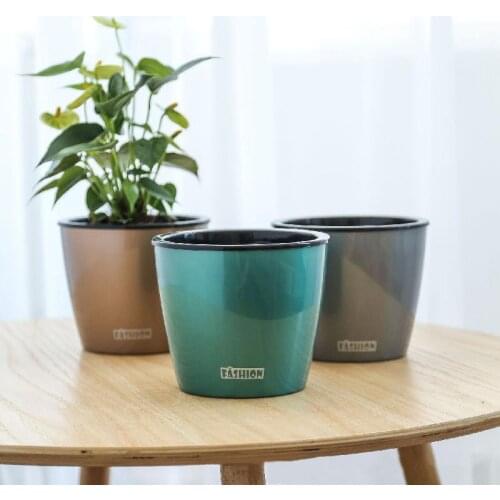 2021 New Flower Pots Automatic Water Absorption Plastic Pots Green Plants Hydroponic Large Resin Pots Solid Color Pots