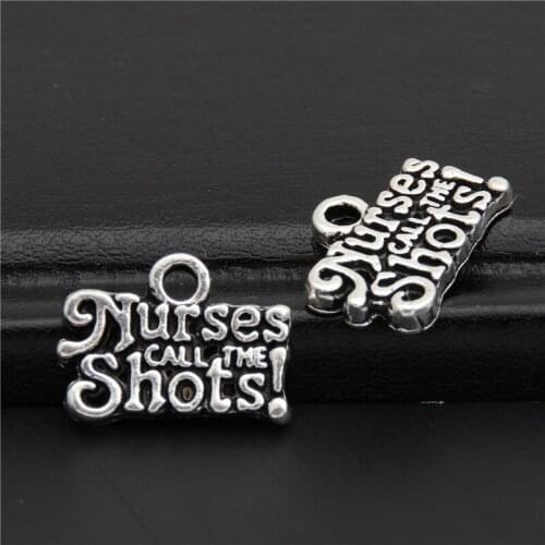 20 pcs Silver Color Metal Nurses Letter Charms For DIY Handmade Trendy Jewelry Accessories Making A2422