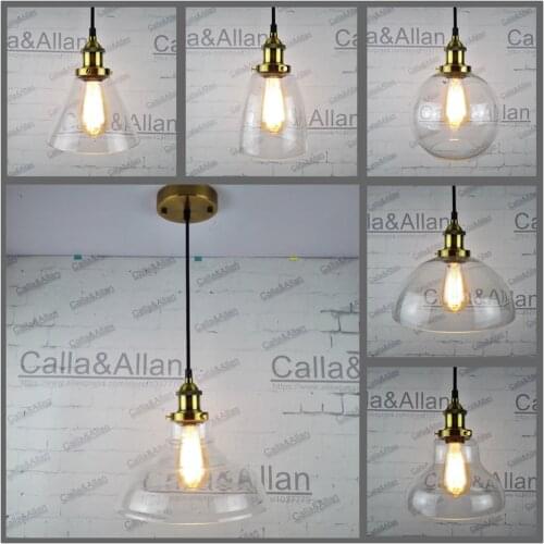Antique brass Pendant Light Fixture Edison glass ball shades Hanging lamp Retro Industrial Pendant Lamp Loft AC110v 220v E27