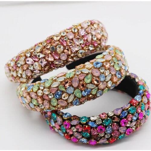 Hot Selling New Rhinestone Bling Padded Headbands Colorful Crystal Geometric Diamond Headband for Women 2020 Hair Accessories