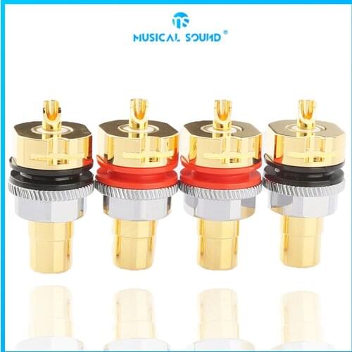 Pure Copper Gold-Plated Rca Female Socket Amplifier Audio Terminal Binding Post Banana Connector Socket For 4Mm Banana Plugs