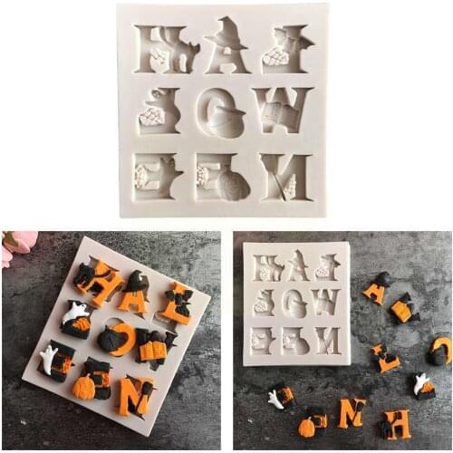 Halloween Letter Silicone Mold Halloween Alphabet Silicone For Kitchen Gummies Cakes Chocolate Molds DIY V9V5