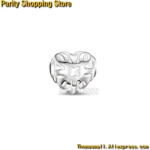 ThomasET1241 Hot Sale Arabesque Heart Silver Bead Style Beads Good Jewelry 2015 Ts Gift In silver plated