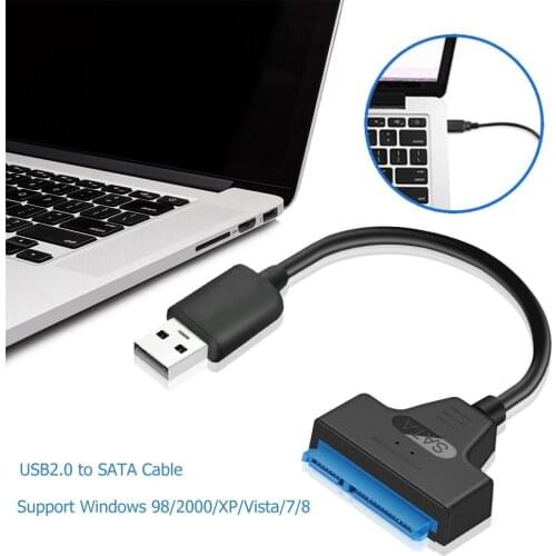 USB 2.0 to SATA 22pin Adapter Converter Cable for 2.5in HDD SSD Hard Drives