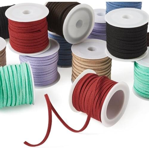 Pandahall 14rolls/set DIY Handmade Bracelet Jewelry Making Mixed Color Faux Suede Cord 3mm Lace