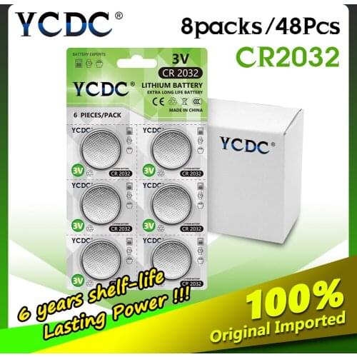 YCDC 48pcs cr 2032 3V Lithium Coin Cells Button Battery Lithium Batteries 5004LC ECR2032 CR2032 DL2032 KCR2032 cr2032 3v