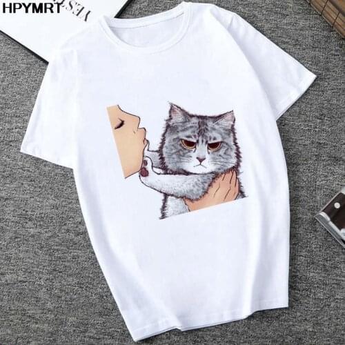 Don't kiss me women t shirt new funny kawaii cat ulzzang tshirt korean style female gothic Graphic Casual tops t-shirt clothing