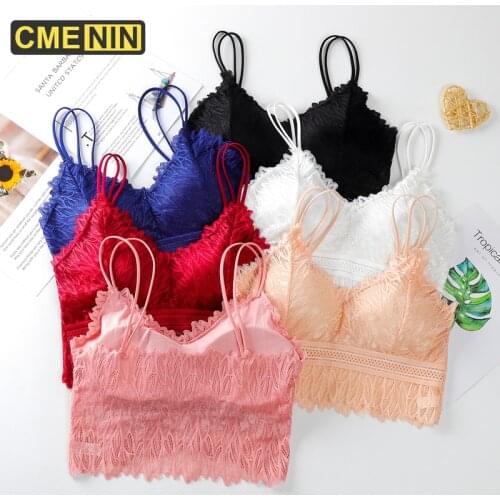 CMENIN Ins Style Sexy Women Strapless Bra 5 Colors Lace Plus Size Push Wireless Up Bra Women Underwear Tube Crop Top B0202