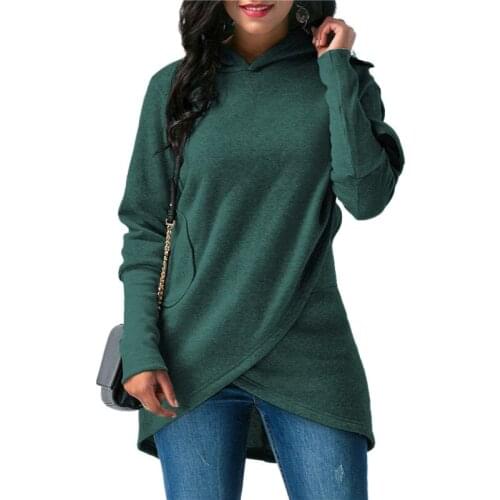 Women Autumn Winter Long Sleeve Pocket Irregular Pullover Hoodies 2021 Solid Sweatshirts New Female Casual Warm Hooded oversized