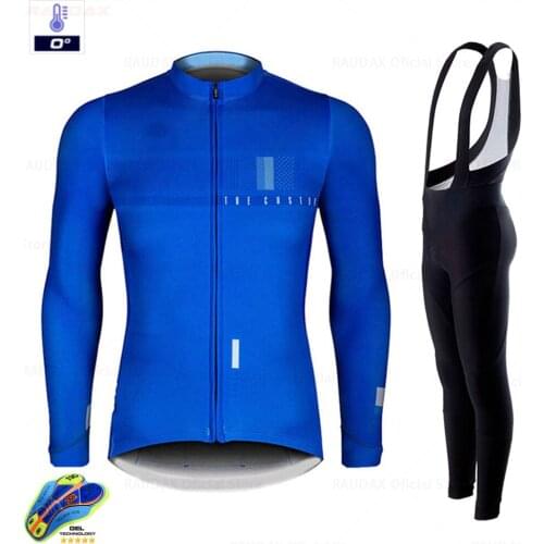 2021 Winter Men Long Sleeve Outdoor Sportswear Thermal Fleece Cycling Jersey Set MTB Bike Uniform Triathlon Ropa Ciclismo Hombre