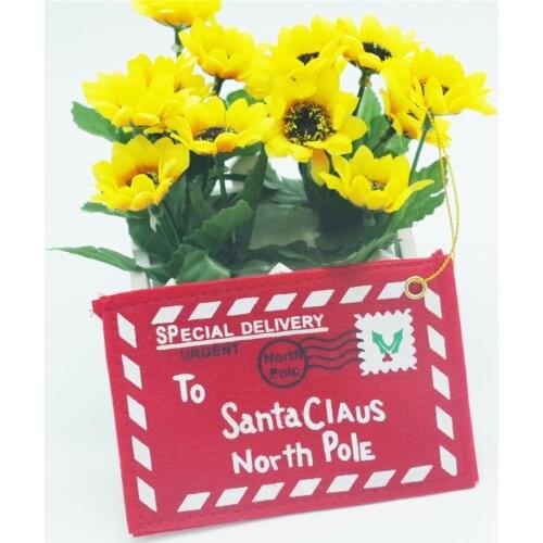 10pcs Letter Candy Bag To Santa Claus Felt Envelope Embroidery Christmas Decoration Ornament Children Kids Gifts