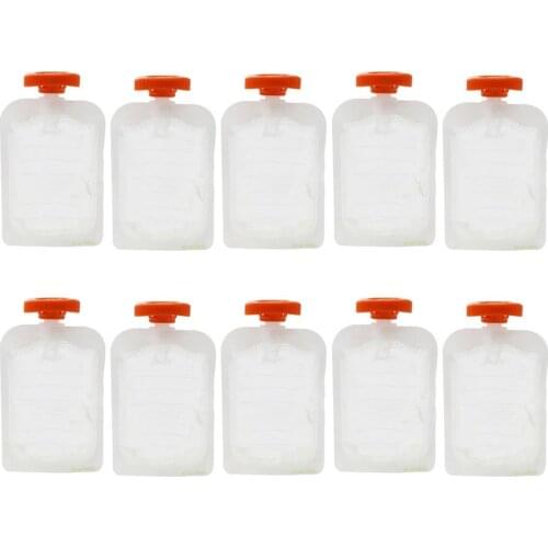 10pcs 180ml Baby Food Storage Pouch Portable BPA-Free Reusable Sealed Complementary Food Pouch Homemade Puree Pulp Storage Bag
