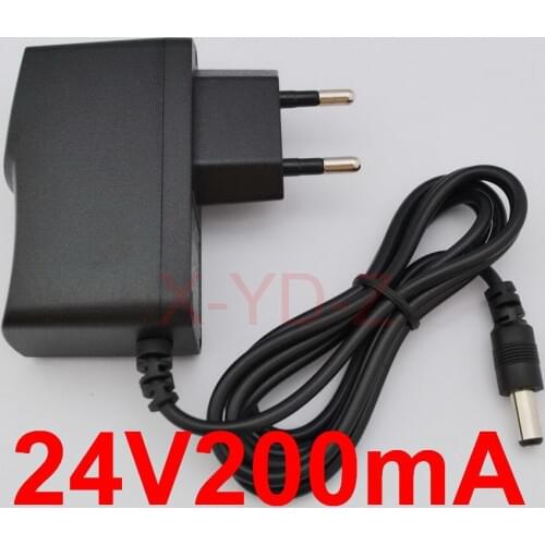 100PCS High quality DC 24V 200mA IC program AC 100V-240V Converter Switching power adapter Supply EU Plug DC 5.5mm x 2.1-2.5mm