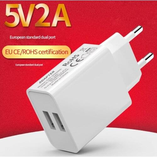 2 Port USB Charger 5V 2A for iPhone 7 8 X XR XS Mini Traval Wall Charging Adapter for Samsung Xiaomi Huawei Mobile Phone Charger