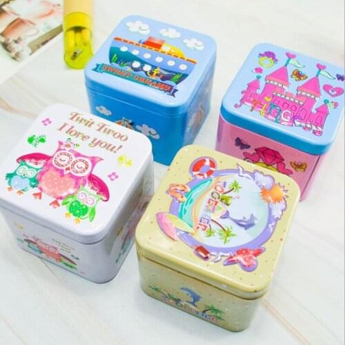2pcs 75mmx75mmx65mm 8 kinds of Square tin box spot box metal packaging tin box Scented tea such as fruit tea /tea leaves/ candy